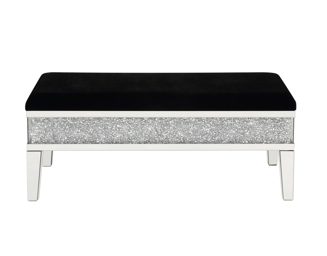 Noralie crystal inlay bench with hidden storage -  Chrome