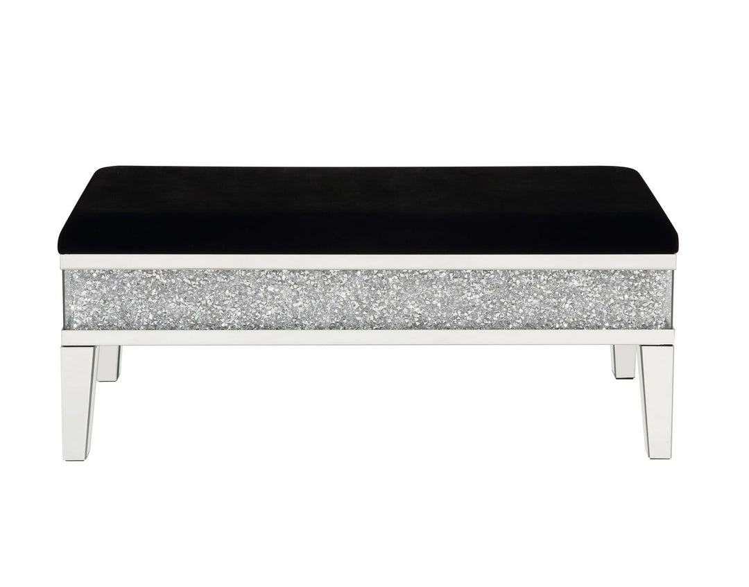 Noralie crystal inlay bench with hidden storage -  Chrome