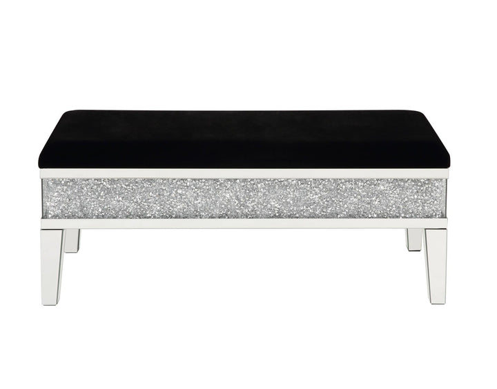Noralie crystal inlay bench with hidden storage -  Chrome