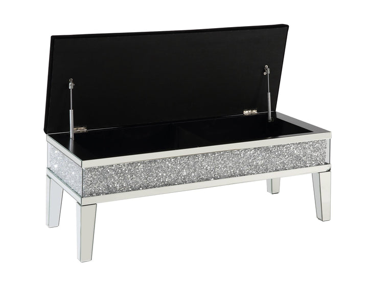 Lift-open bench with crystal decorations Noralie -  Chrome