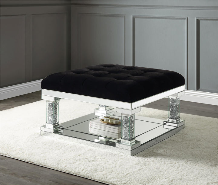 Faux Diamonds Inlay Ottoman - Chrome