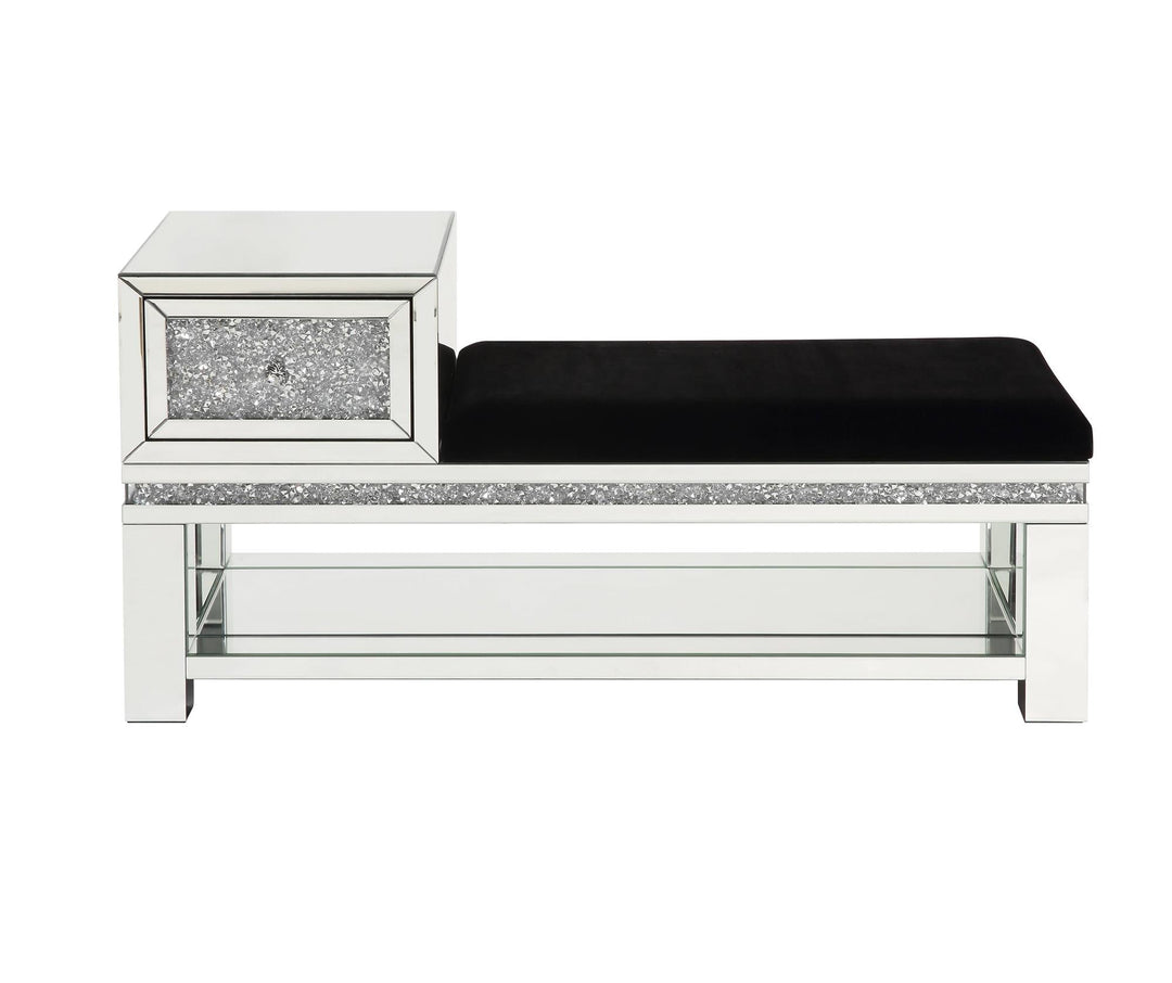 Noralie Storage Bench with 1 Drawer and Bottom Shelf  -  Chrome
