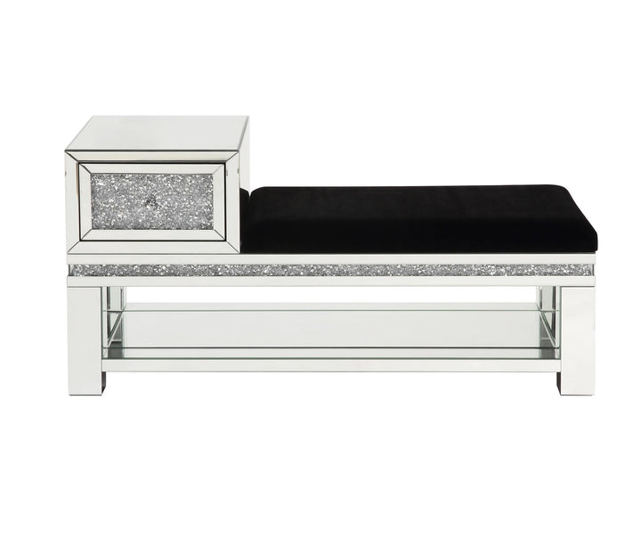 Noralie Storage Bench with 1 Drawer and Bottom Shelf  -  Chrome