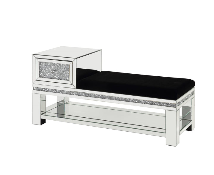 Noralie drawer bench with open bottom storage -  Chrome