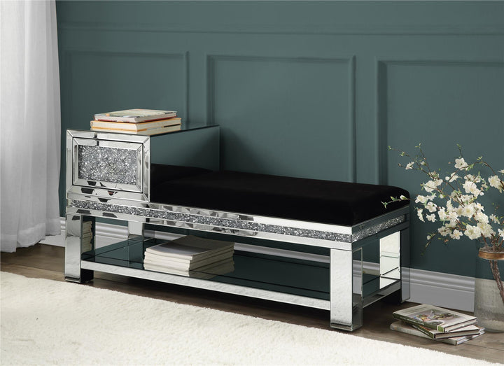 Elegant storage seating Noralie with additional shelf -  Chrome