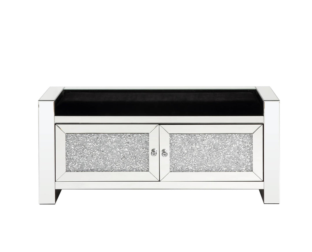 Noralie Storage Bench with Faux Crystal Inlay  -  Chrome