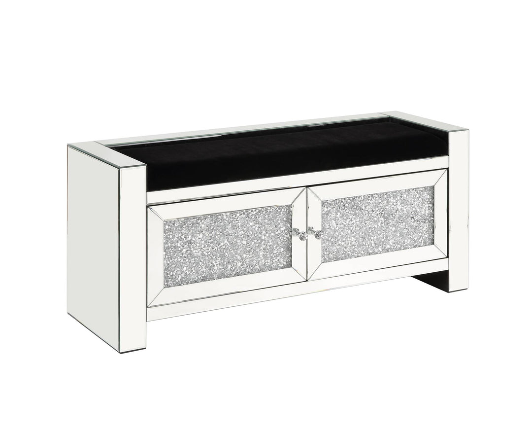 Elegant benches with hidden storage Noralie crystal design -  Chrome