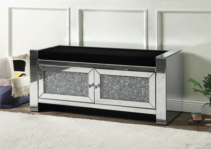 Crystal-inlay storage seating solutions Noralie -  Chrome