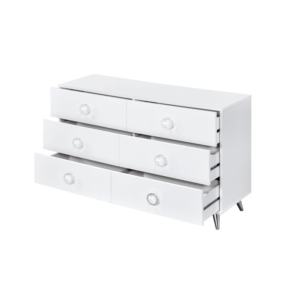 6 Drawer Dresser with hairpin legs - White
