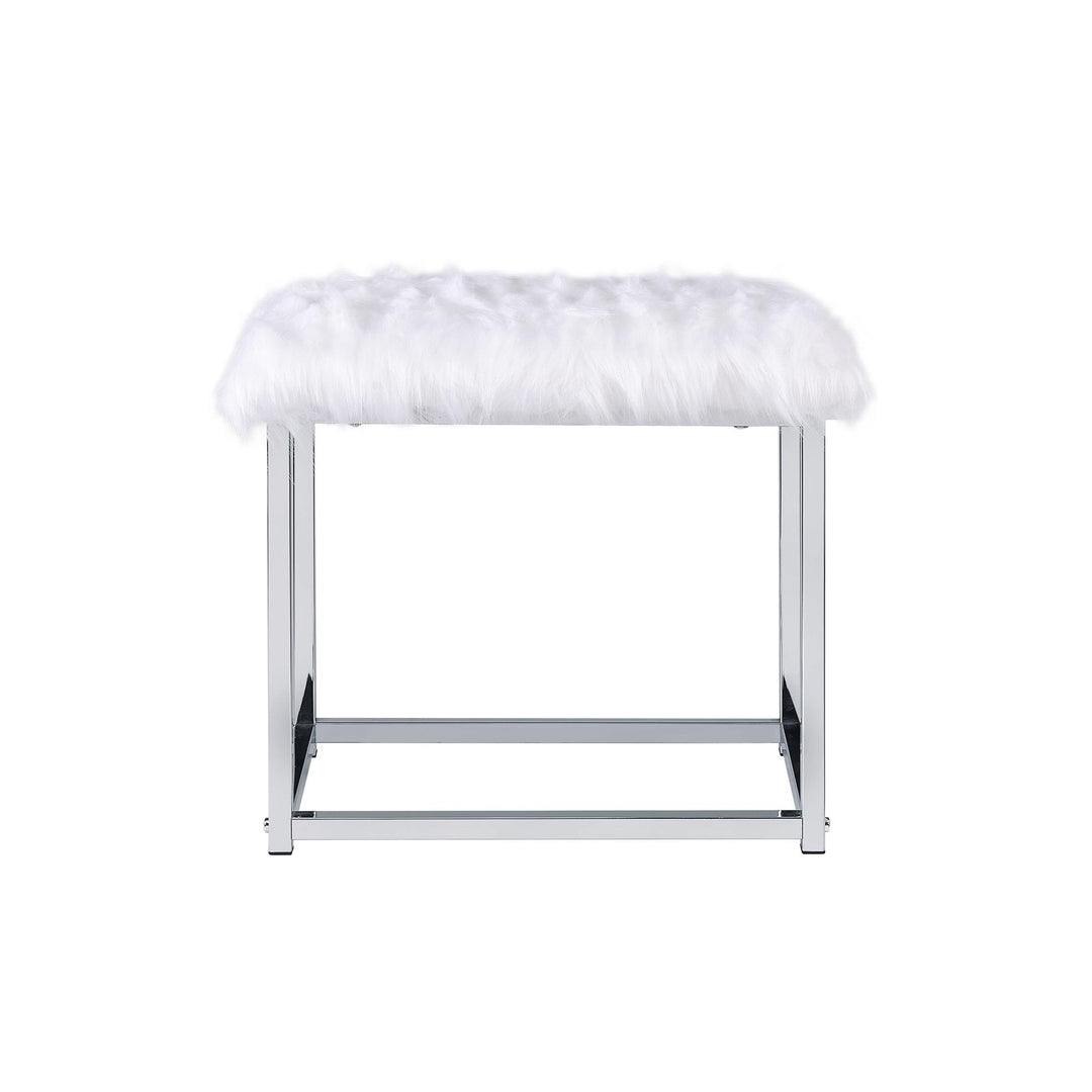 Vanity Set with Desk with Faux Fur Seat - Chrome