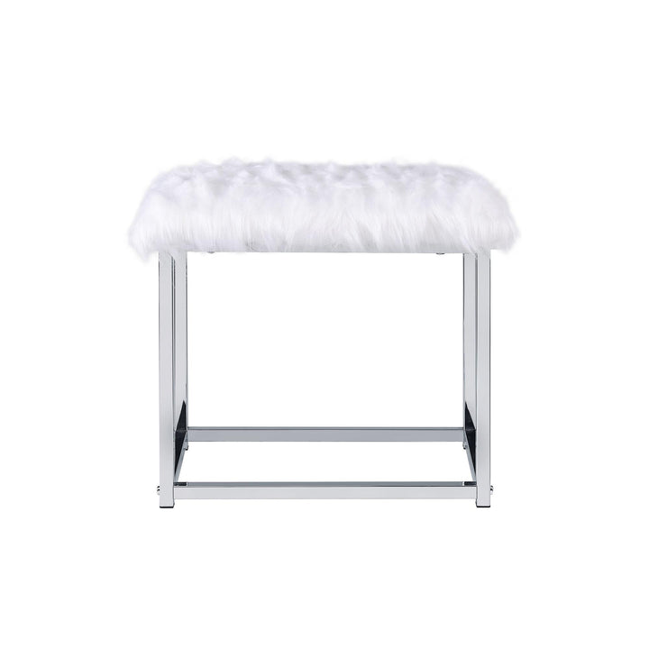 Vanity Set with Desk with Faux Fur Seat - Chrome