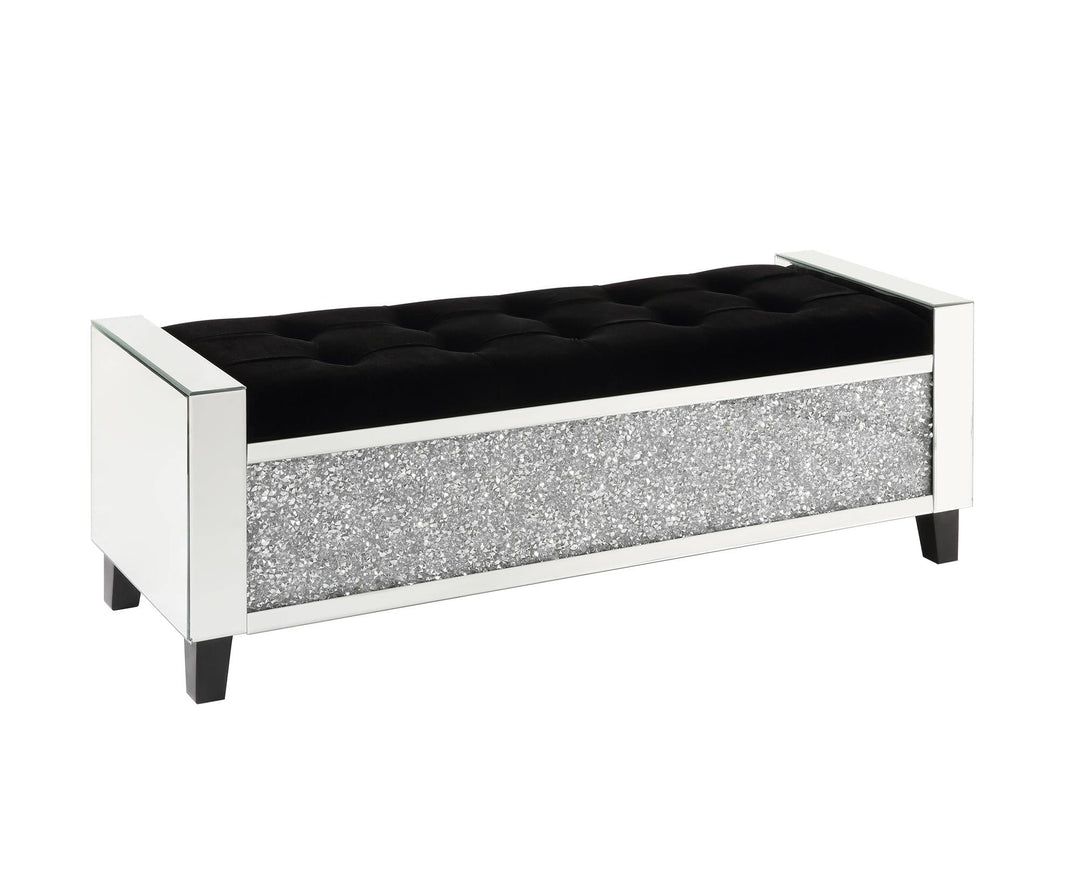 Noralie deep storage seating with shiny feet -  Chrome