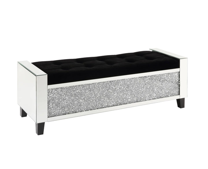 Noralie deep storage seating with shiny feet -  Chrome