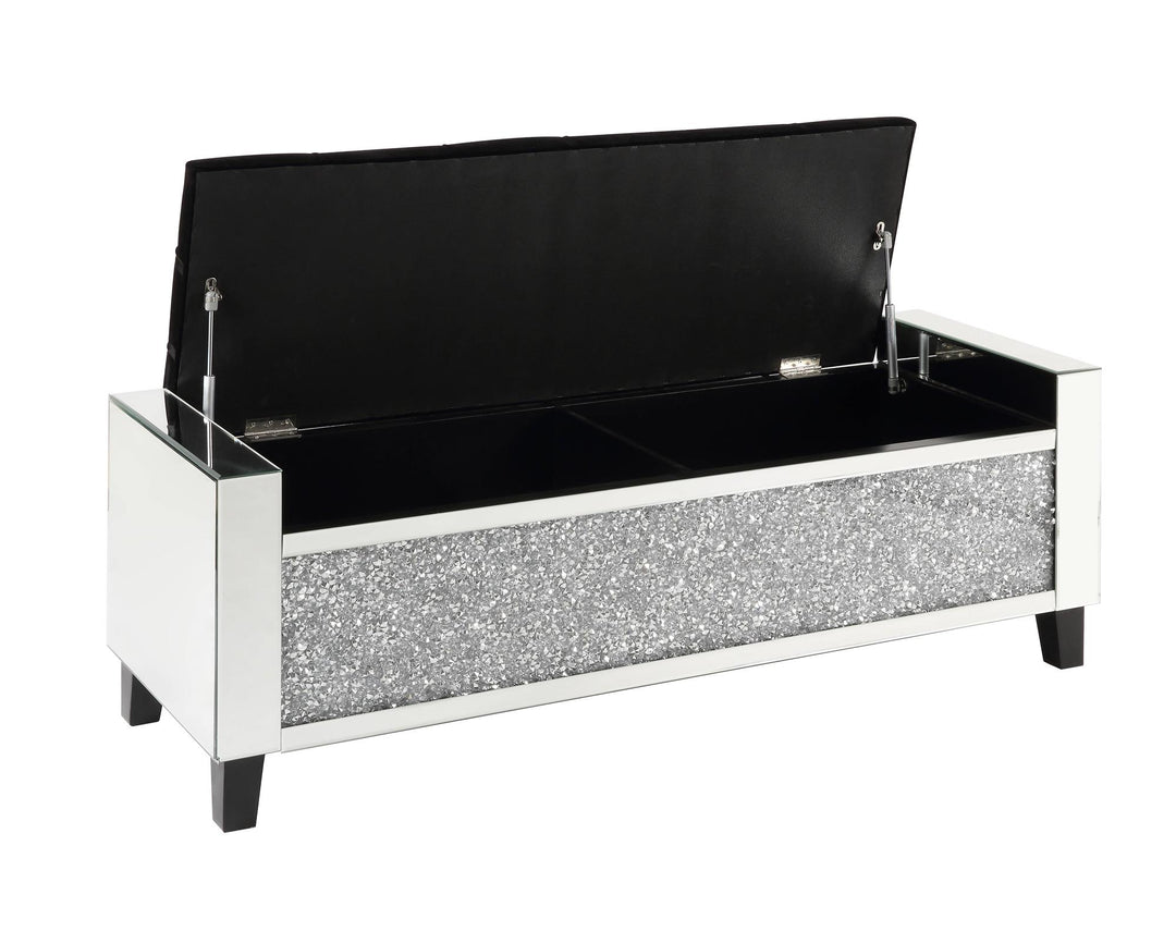 Noralie elegant benches with mirrored and crystal details -  Chrome