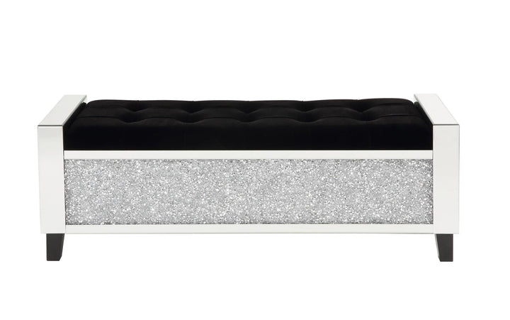 Noralie mirrored-footed bench with interior storage -  Chrome