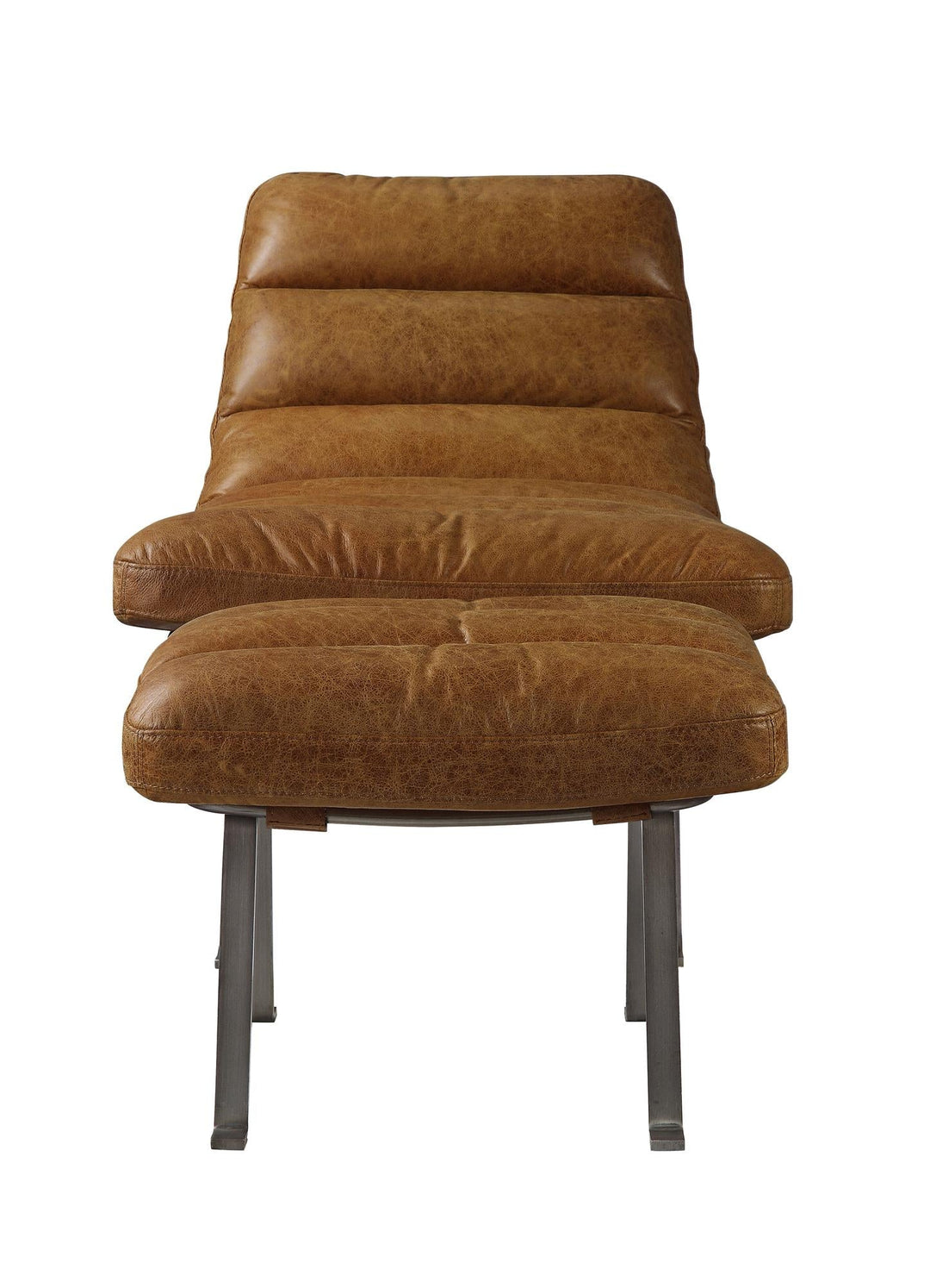 top grain leather upholstery ottoman - Brown