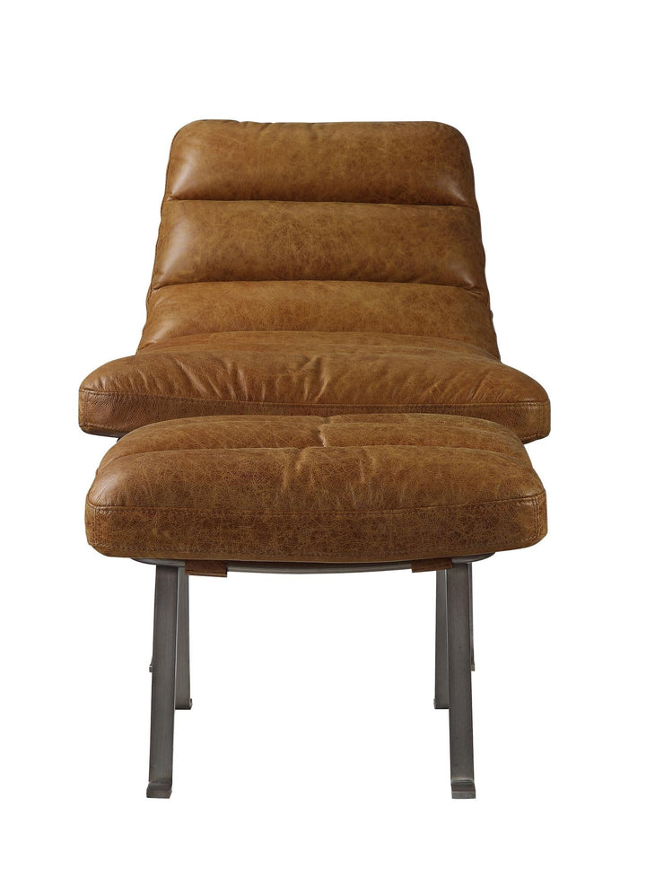 top grain leather upholstery ottoman - Brown