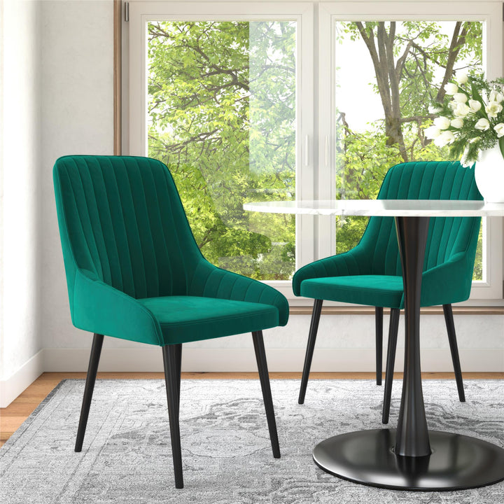 Dixie Velvet Chair with Channel Back -  Green 