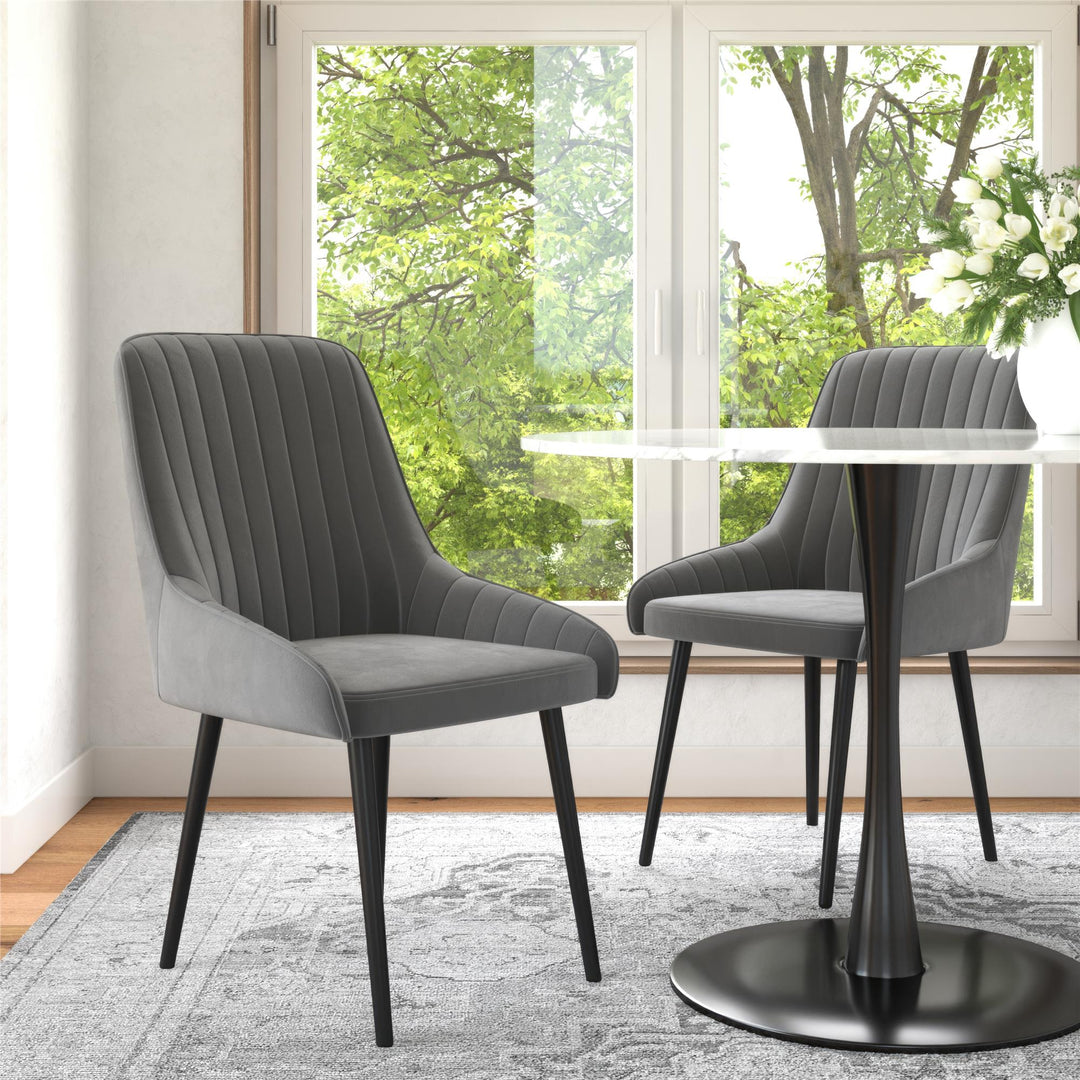 Velvet tufted dining chair set -  Gray 