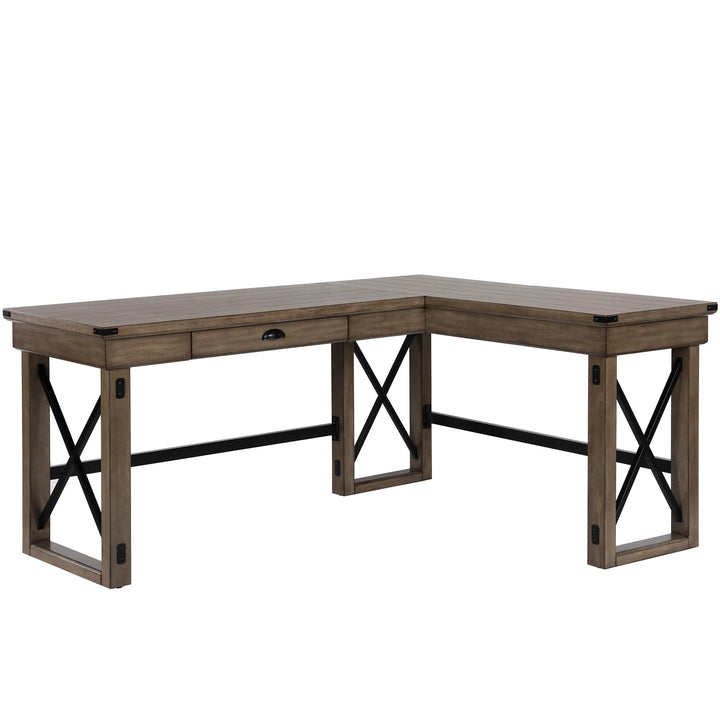 Wildwood Rustic Farmhouse L-Shaped Desk with Lift Top and 1 Drawer - Rustic Gray