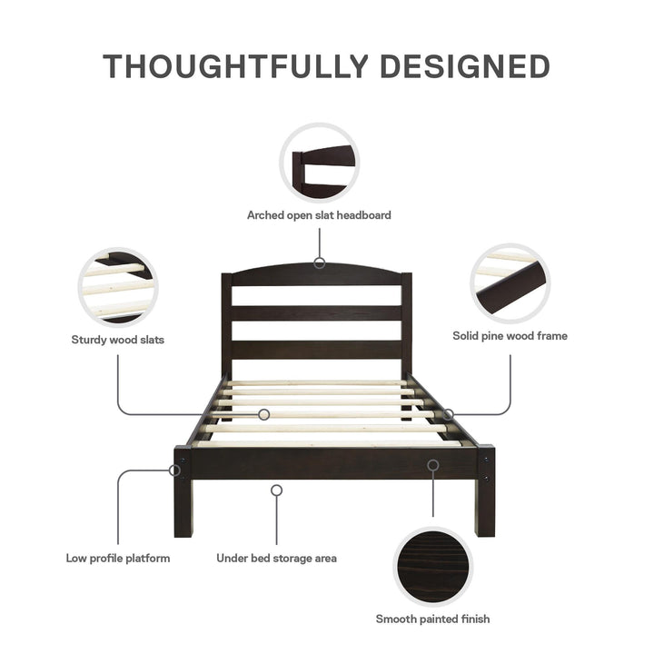 Twin bed with elevated platform -  Espresso