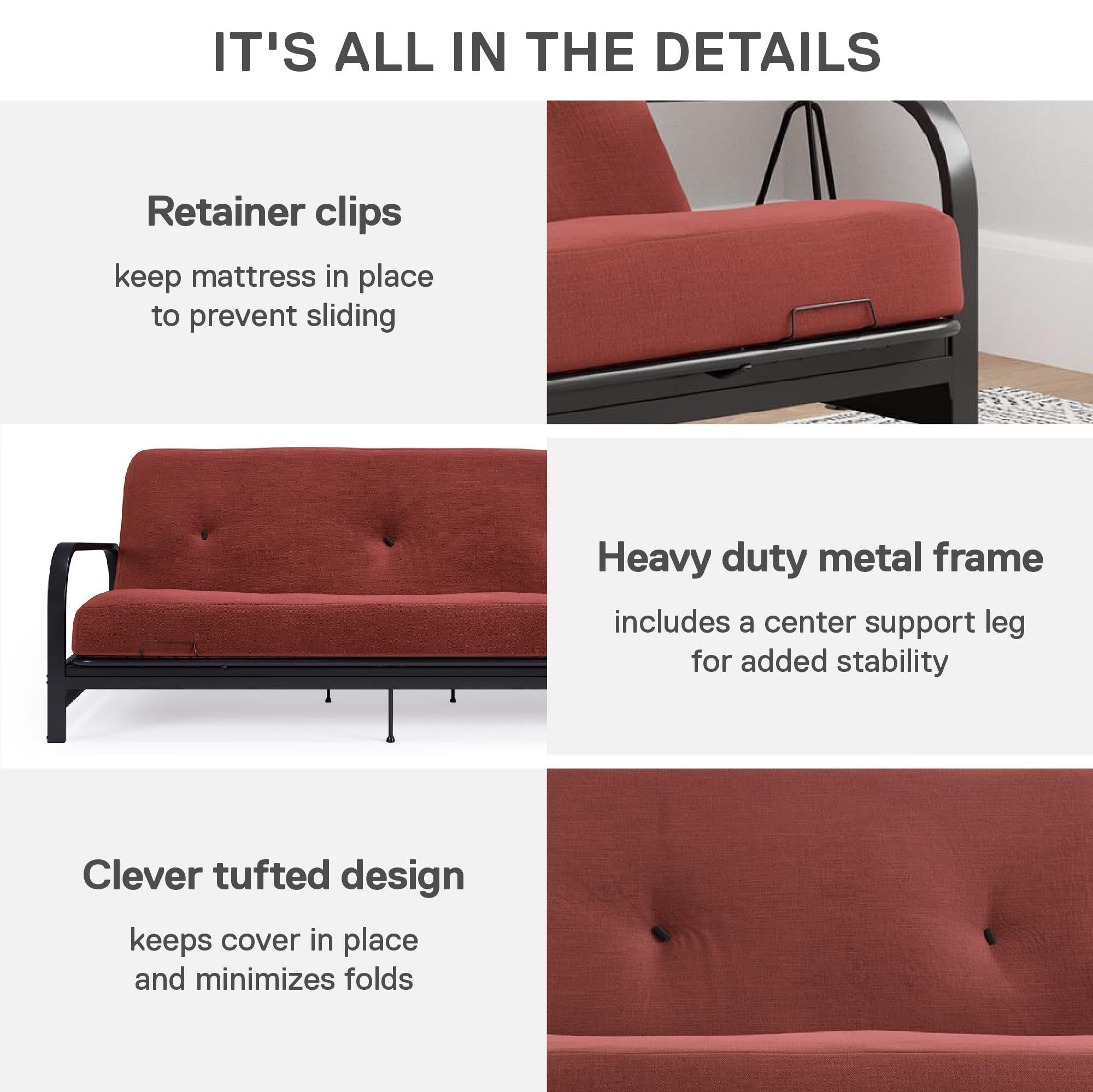 Cleo Black Metal Arm Full Size Futon Frame RealRooms