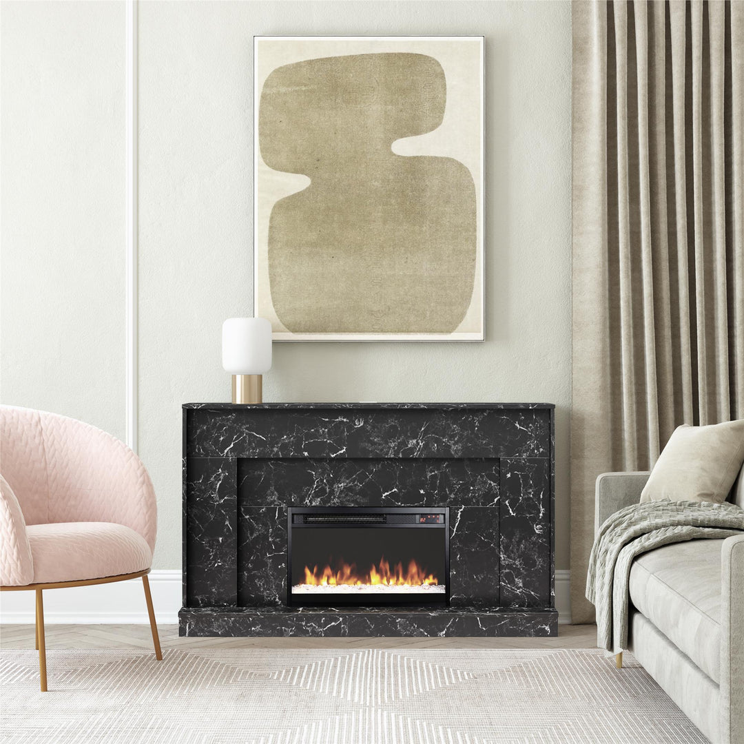 Liberty Mantel with 23 Inch Electric Fireplace - Black Marble