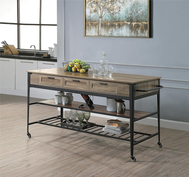 Mobile kitchen storage Macaria with two shelves -  N/A