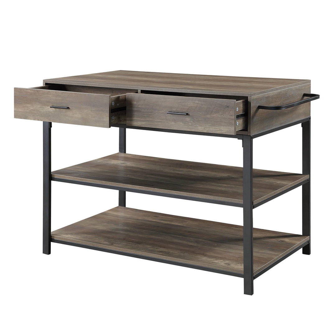 Two-shelf kitchen island with double drawers Macaria -  N/A