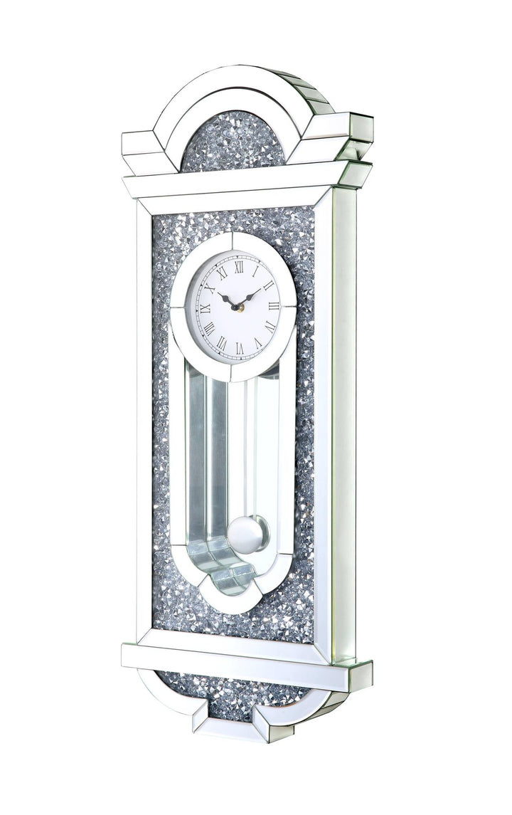 Wall Clock with faux diamond inlay - Chrome