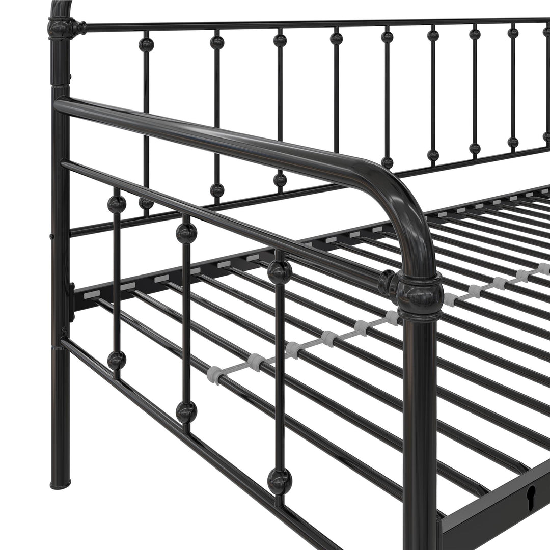 Locky Metal Daybed with Pop Up Trundle Bed - Black - Twin-Over-Twin
