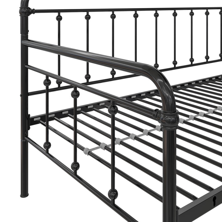 Locky Metal Daybed with Pop Up Trundle Bed - Black - Twin-Over-Twin