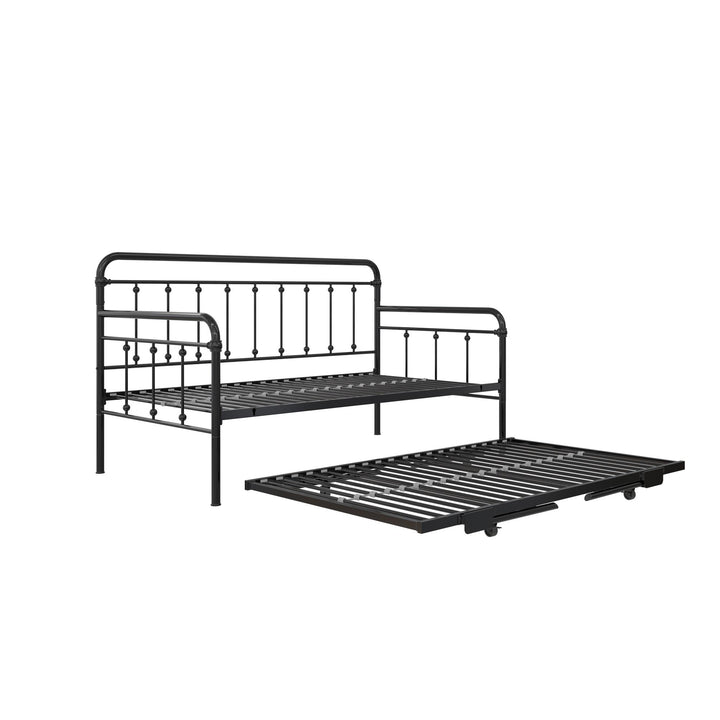 Locky Metal Daybed with Pop Up Trundle Bed - Black - Twin-Over-Twin