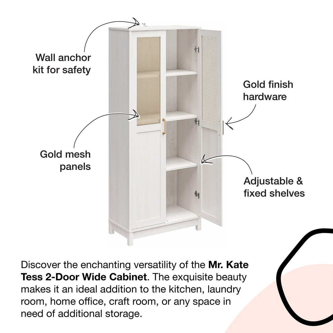 Two-door cabinet with customizable storage -  Ivory Oak