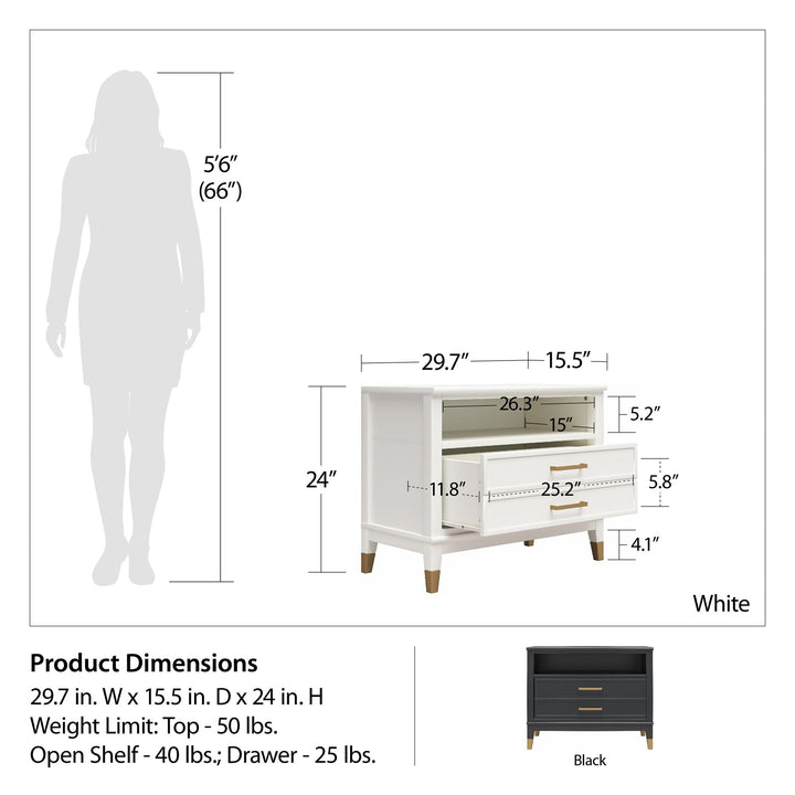 Westerleigh Wide Nightstand - Black