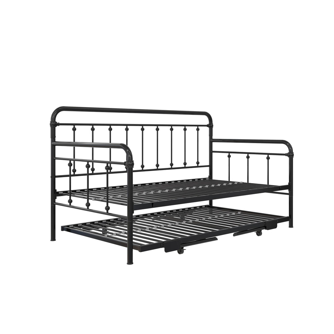 Locky Metal Daybed with Pop Up Trundle Bed - Black - Twin-Over-Twin