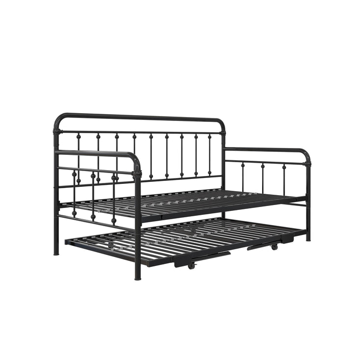 Locky Metal Daybed with Pop Up Trundle Bed - Black - Twin-Over-Twin
