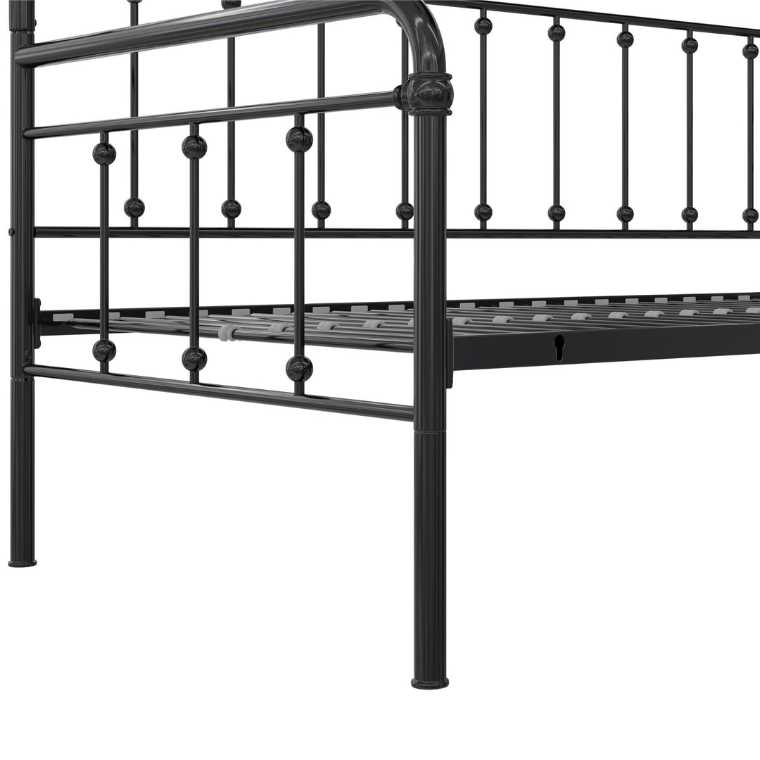 Locky Metal Daybed with Pop Up Trundle Bed - Black - Twin-Over-Twin