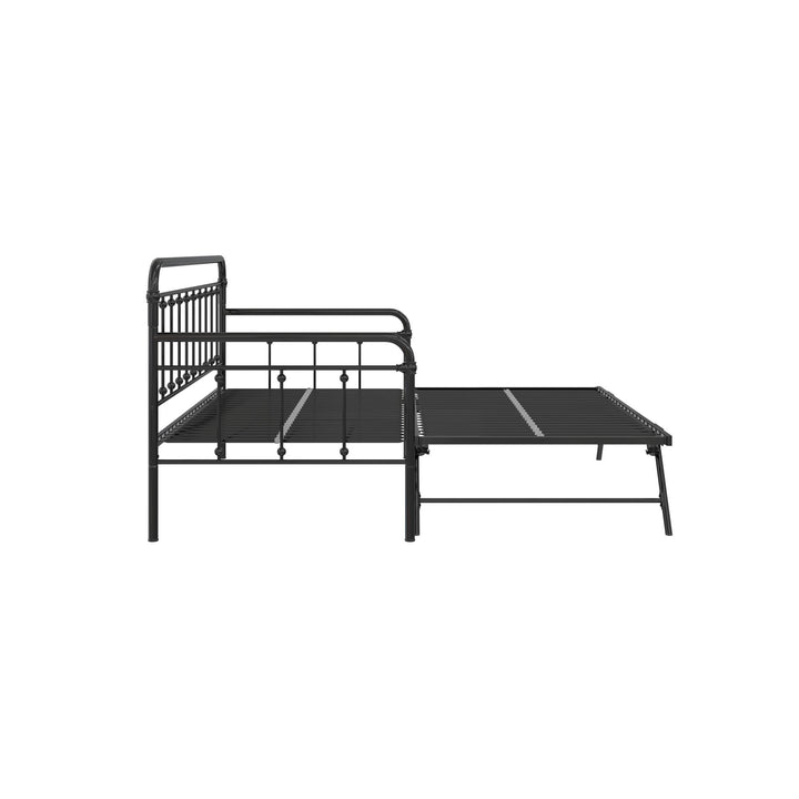 Locky Metal Daybed with Pop Up Trundle Bed - Black - Twin-Over-Twin