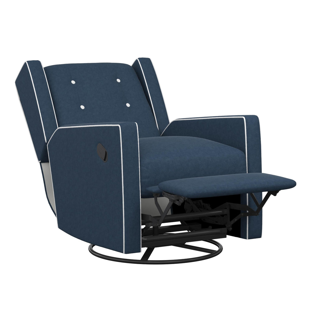 Mikayla Swivel Glider Recliner Chair Pocket Coil Seating - Blue