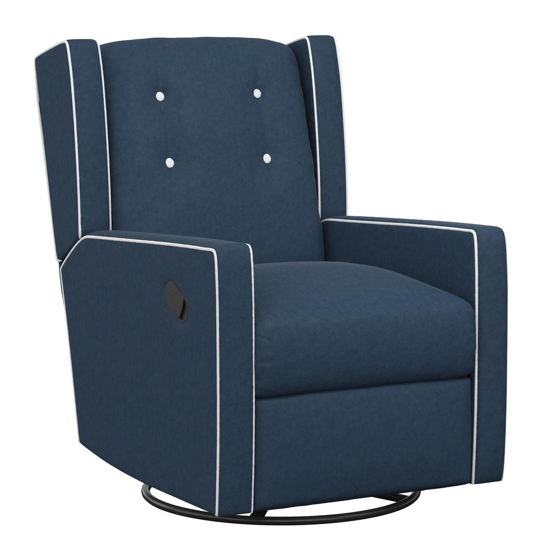 Mikayla Swivel Glider Recliner Chair Pocket Coil Seating - Blue