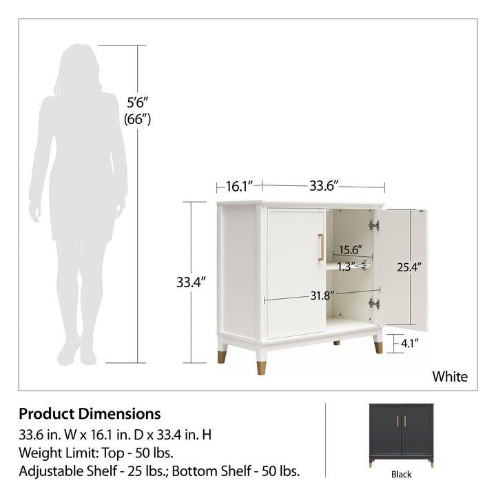 Two-door cabinet with contemporary design -  Black