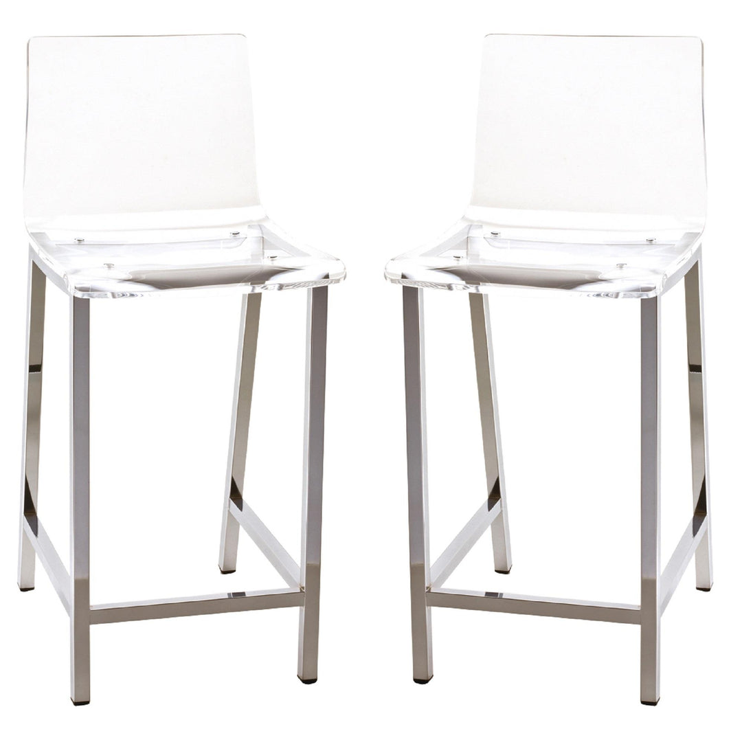 Lulu Acrylic Counter Stool, Set of 2 - Chrome