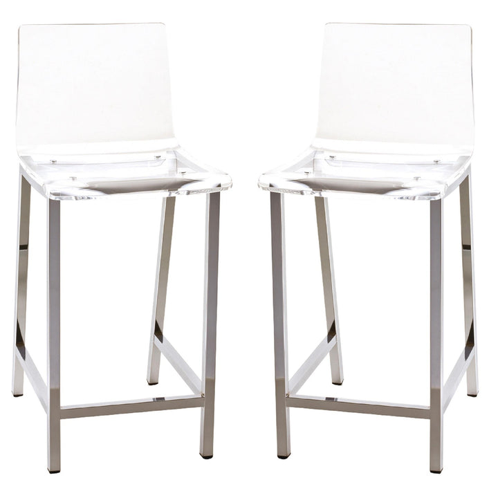 Lulu Acrylic Counter Stool, Set of 2 - Chrome