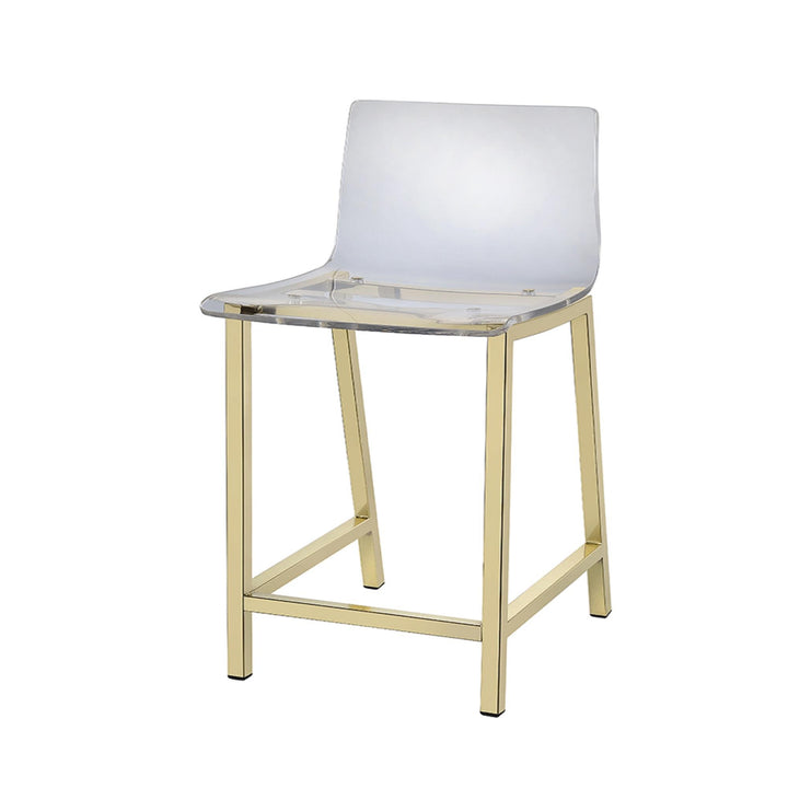 Set of 2 chrome steel counter stool - Gold