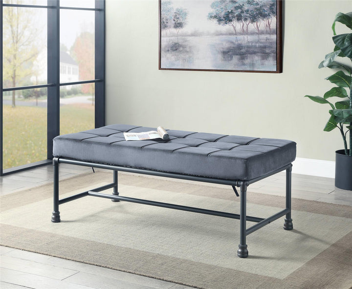 Bench with Memory Foam Seat - Gray
