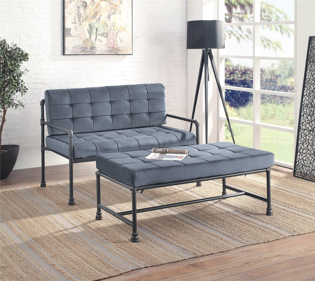 Dater pipe-style Bench with Memory Foam - Gray