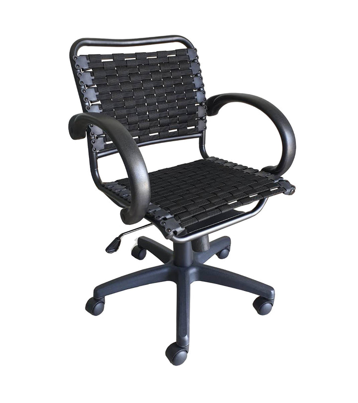 Adjustable bungee office chair with arm support -  Black