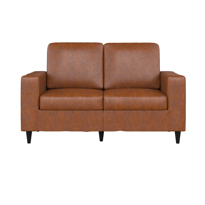 Coral Loveseat 2 Seater Upholstered Sofa - Camel Faux Leather