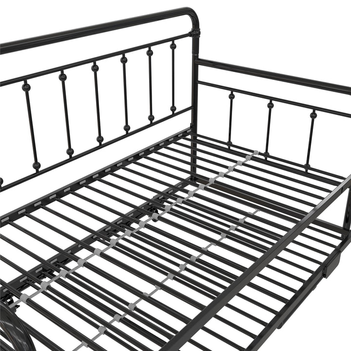 Locky Metal Daybed with Pop Up Trundle Bed - Black - Twin-Over-Twin